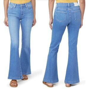 Paige Genevieve High Waist Flare Medium Wash Golden Years Jeans Button Zip 32